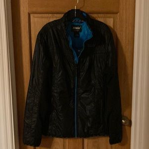 Men’s lightweight Swix Coat Black with turquoise lining and zipper